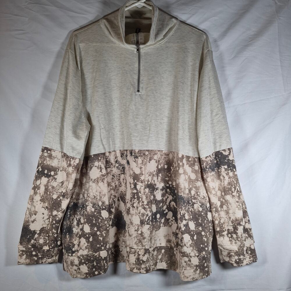 1 Clique Womens Casual Long Sleeve Top Quarter Zip Mock Collar Bleach Dyed 3X